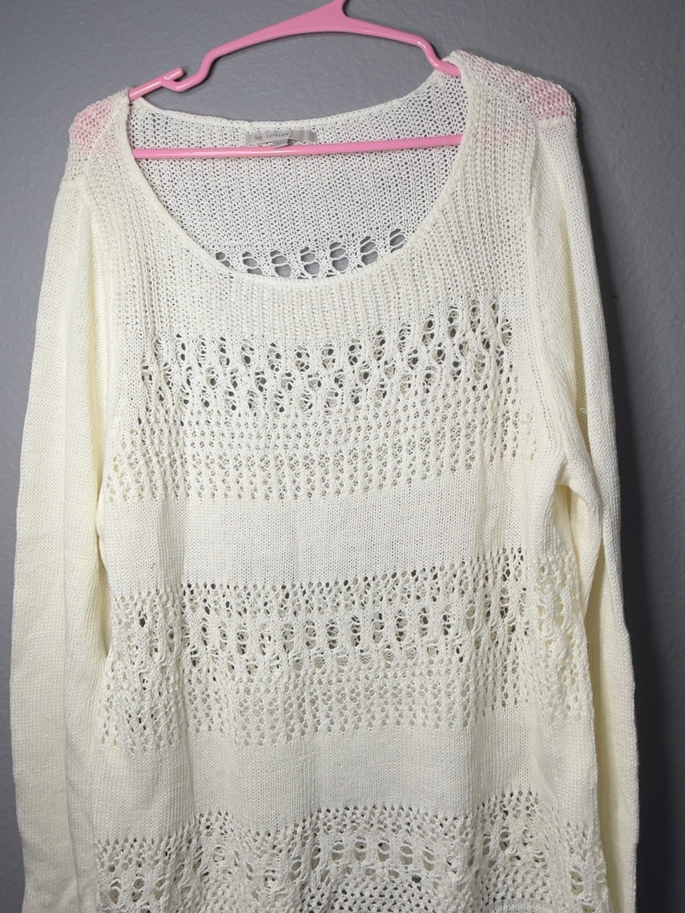 GAP Cream Open-Weave Scoop Neck Sweater